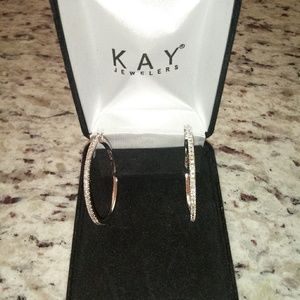 Kay jewlers sterling silver diamond hoop earrings